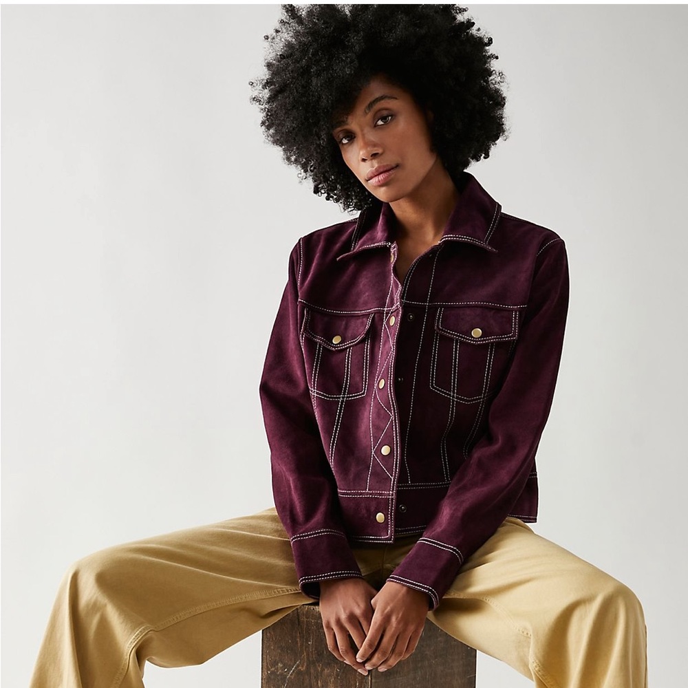 Free People Sadie Suede Trucker Jacket